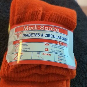 Orange Diabetic Ankle Socks & Yellow 2 Pairs. New
